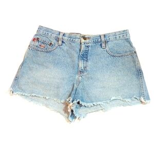 Mudd Juniors Jean Shorts Sz 11 Light Wash Raw Hem Booty Frayed Summer Beach Fun